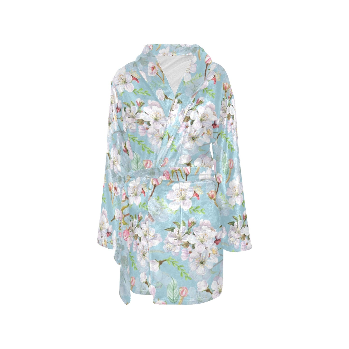 Apple blossom Pattern Print Design AB06 Women's Fleece Robe