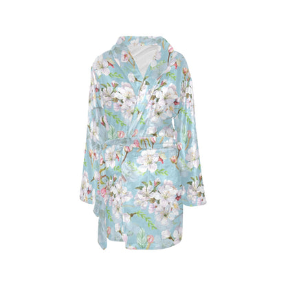 Apple blossom Pattern Print Design AB06 Women's Fleece Robe