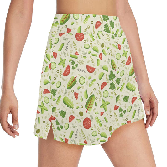 Salad Vegetable Print Design LKS302 17" Golf & Pickleball Skort with Pockets