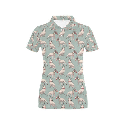 Bull Terrier Cute Print Pattern Women's Polo Shirt