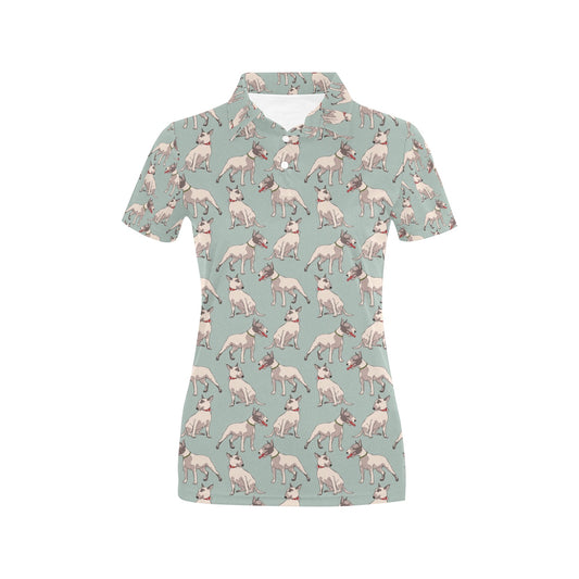 Bull Terrier Cute Print Pattern Women's Polo Shirt