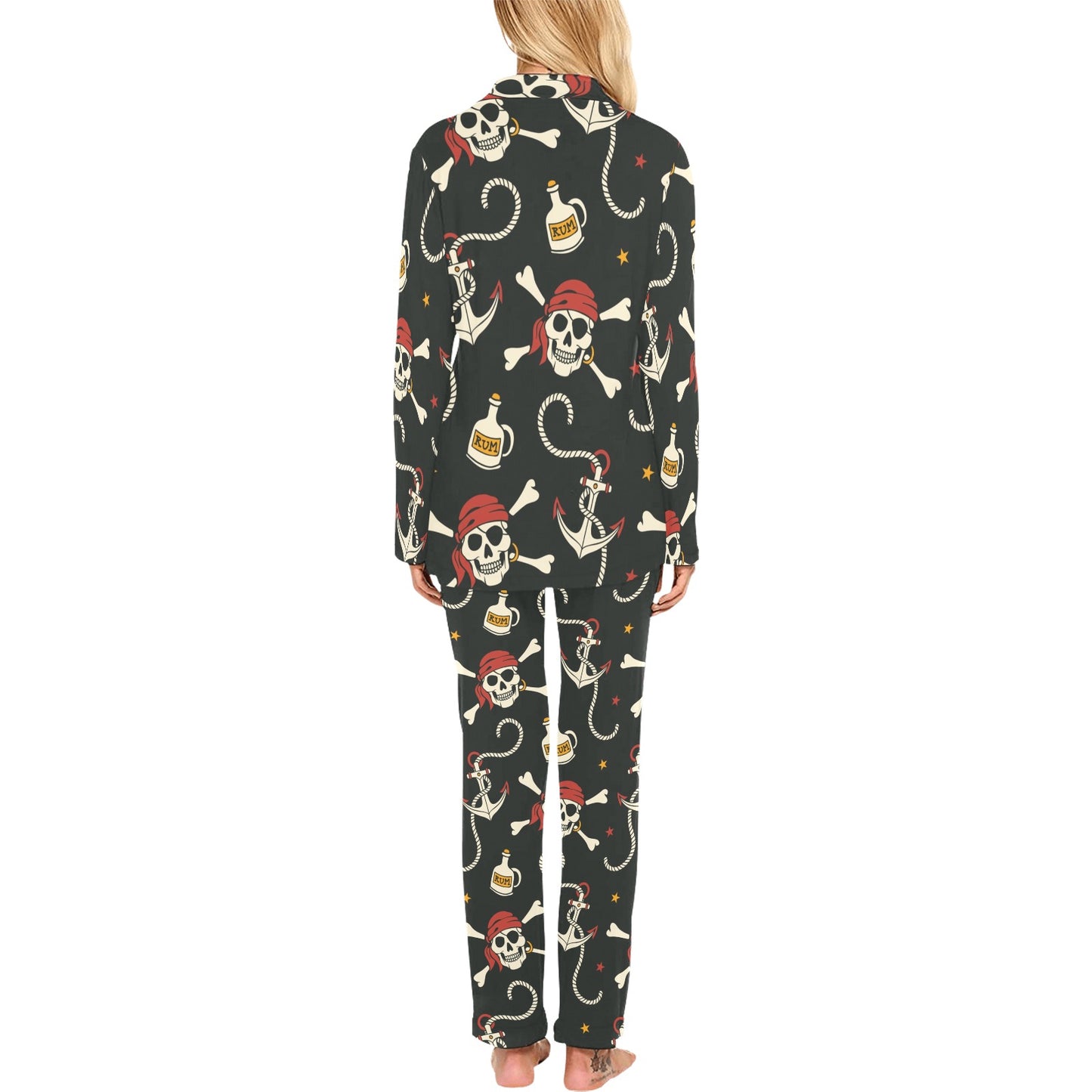 Pirate Pattern Print Design A02 Women's Long Pajama Set