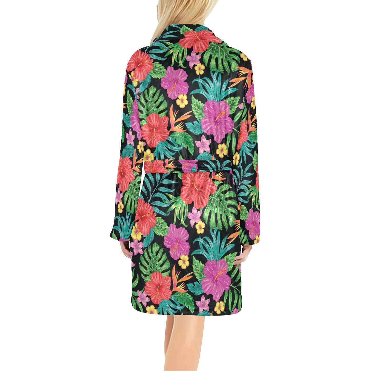 Hibiscus Red Hawaiian Flower Women's Fleece Robe