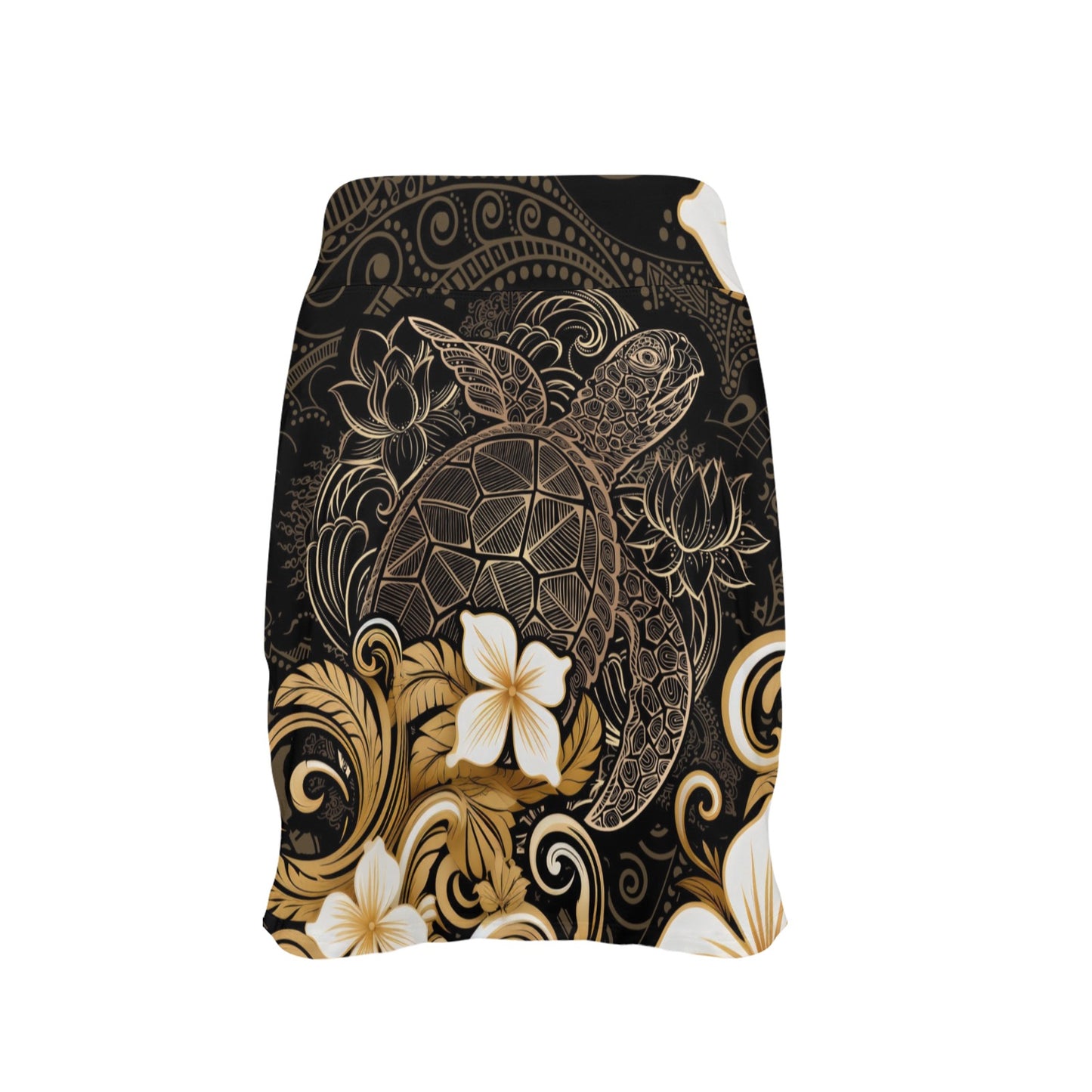 Polynesian Plumeria Sea Turtle 17" Golf & Pickleball Skort with Pockets