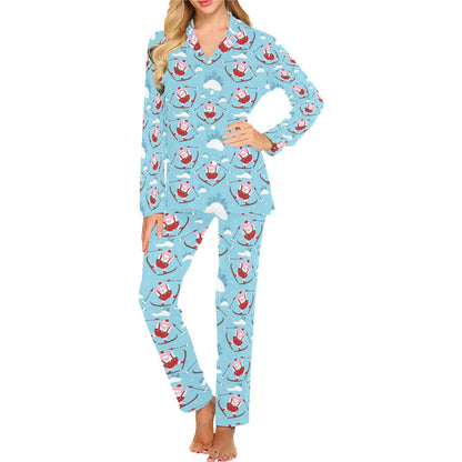 Ski Print Design LKS309 Women's Long Pajama Set