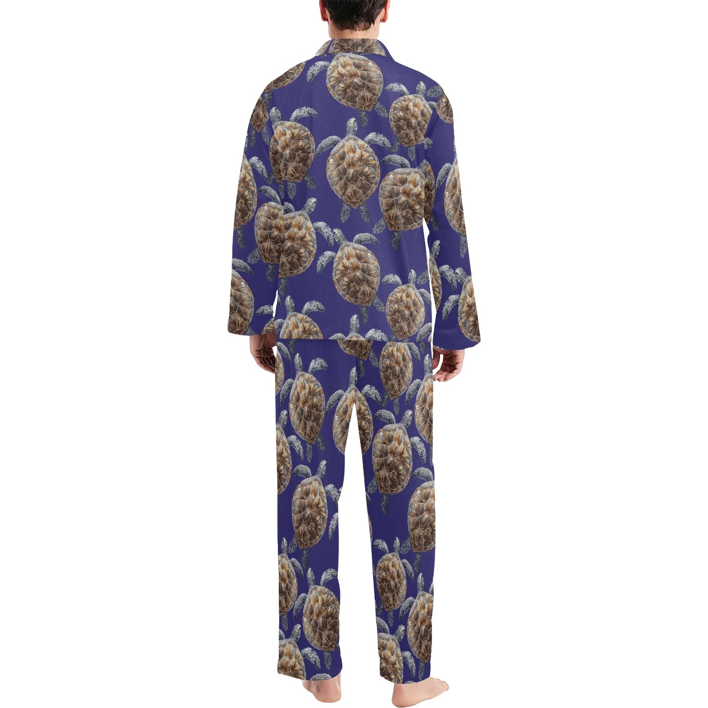 Sea Turtle Pattern Print Design T05 Men's Long Pajama Set