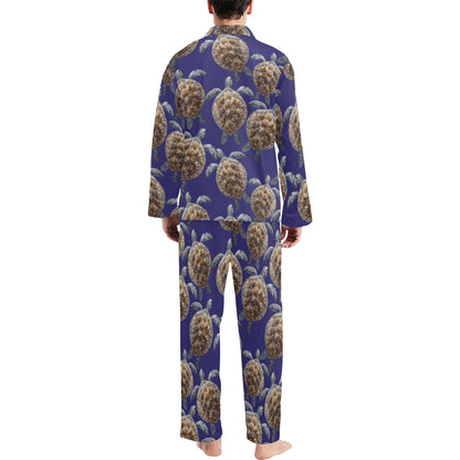 Sea Turtle Pattern Print Design T05 Men's Long Pajama Set