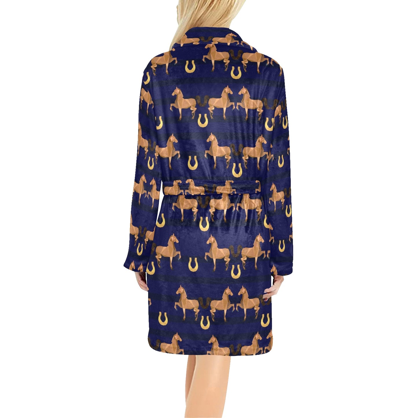 Horse Luxury Themed Pattern Print Women's Fleece Robe