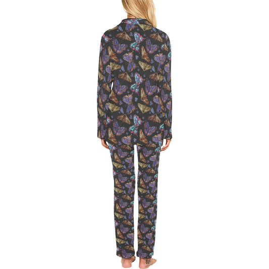 Butterfly Pattern Print Design 013 Women's Long Pajama Set