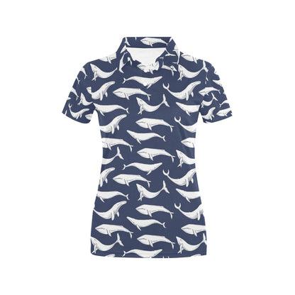 Whale Print Design LKS308 Women's Polo Shirt