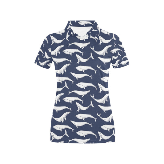 Whale Print Design LKS308 Women's Polo Shirt