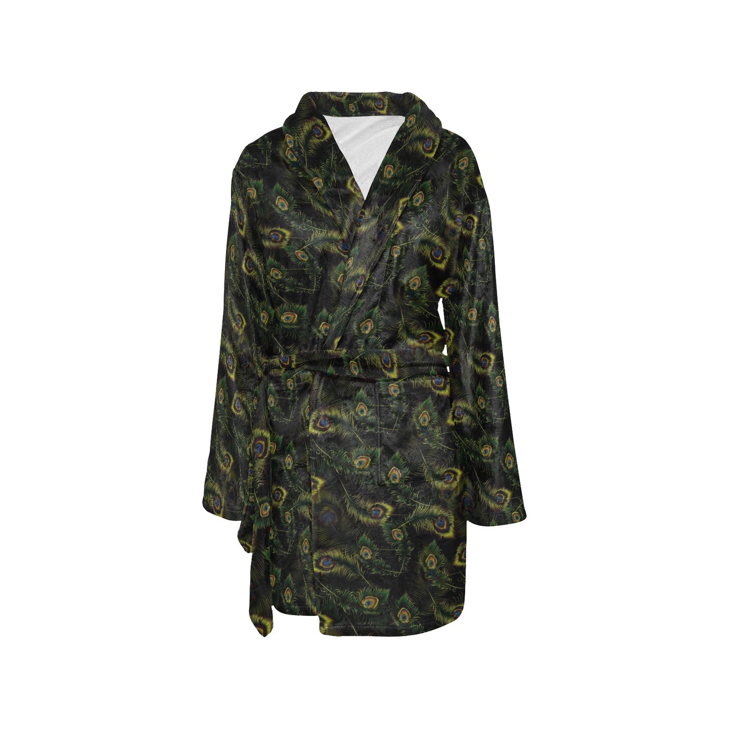 Peacock Feather Pattern Design Print Women's Fleece Robe
