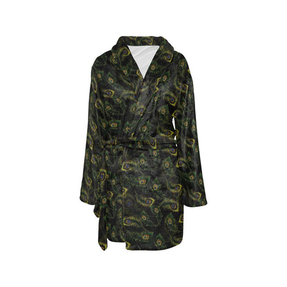 Peacock Feather Pattern Design Print Women's Fleece Robe