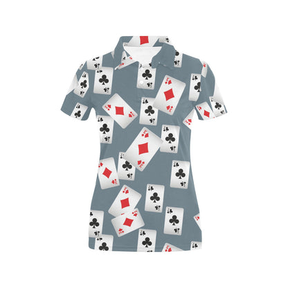 Poker Cards Pattern Print Design A05 Women's Polo Shirt