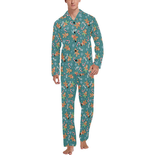 Gingerbread Pattern Print Design 05 Men's Long Pajama Set