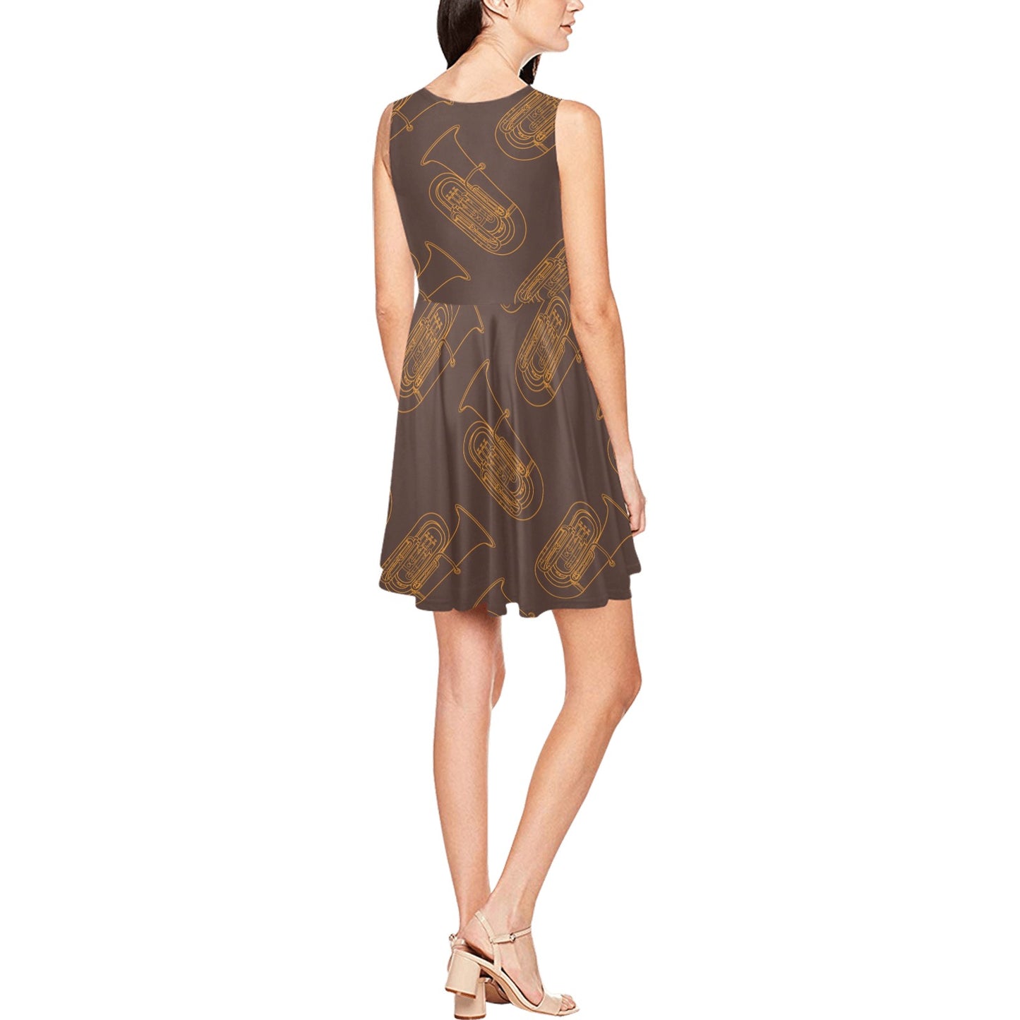 Tuba Pattern Print Design 02 Sleeveless Dress