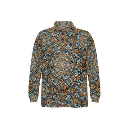 Mandala Pattern Print Design 05 Long Sleeve Polo Shirt For Men's