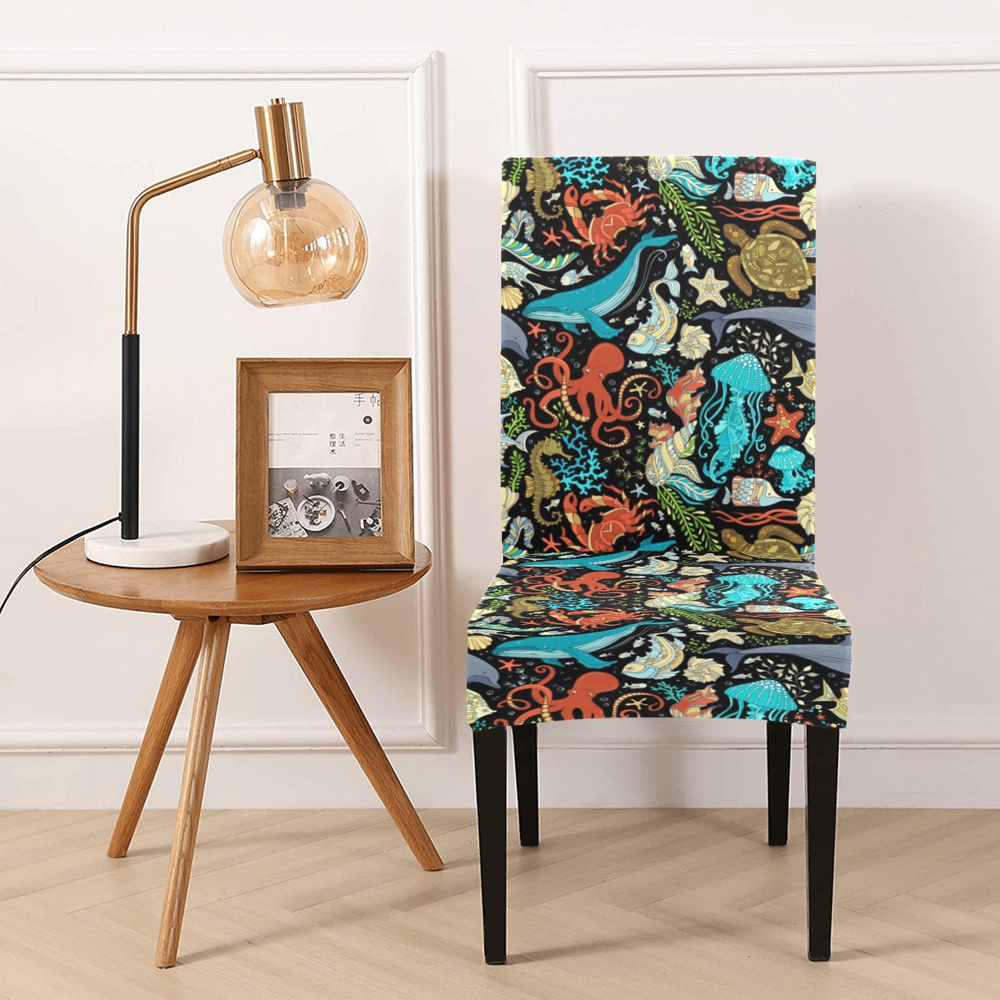 Underwater Animal Print Design LKS301 Dining Chair Slipcover