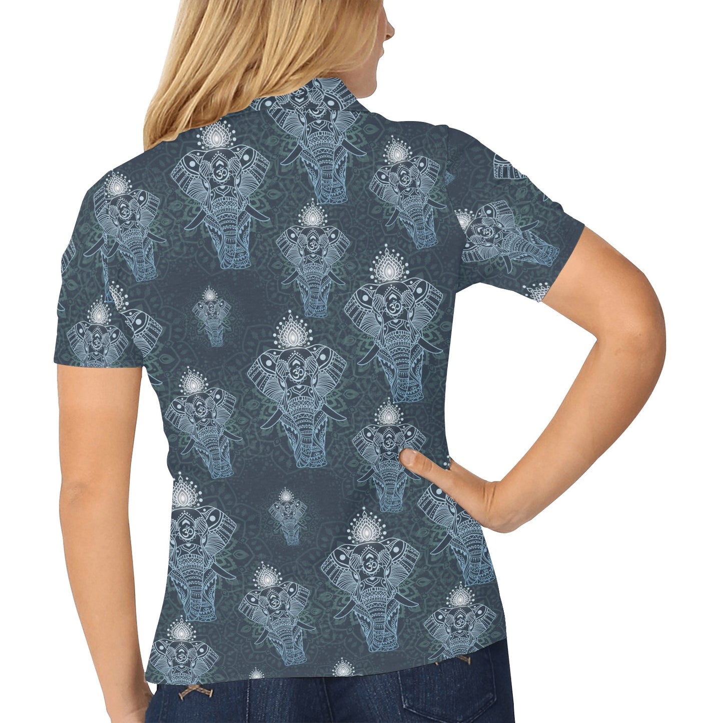 Elephant Mandala Women's Polo Shirt