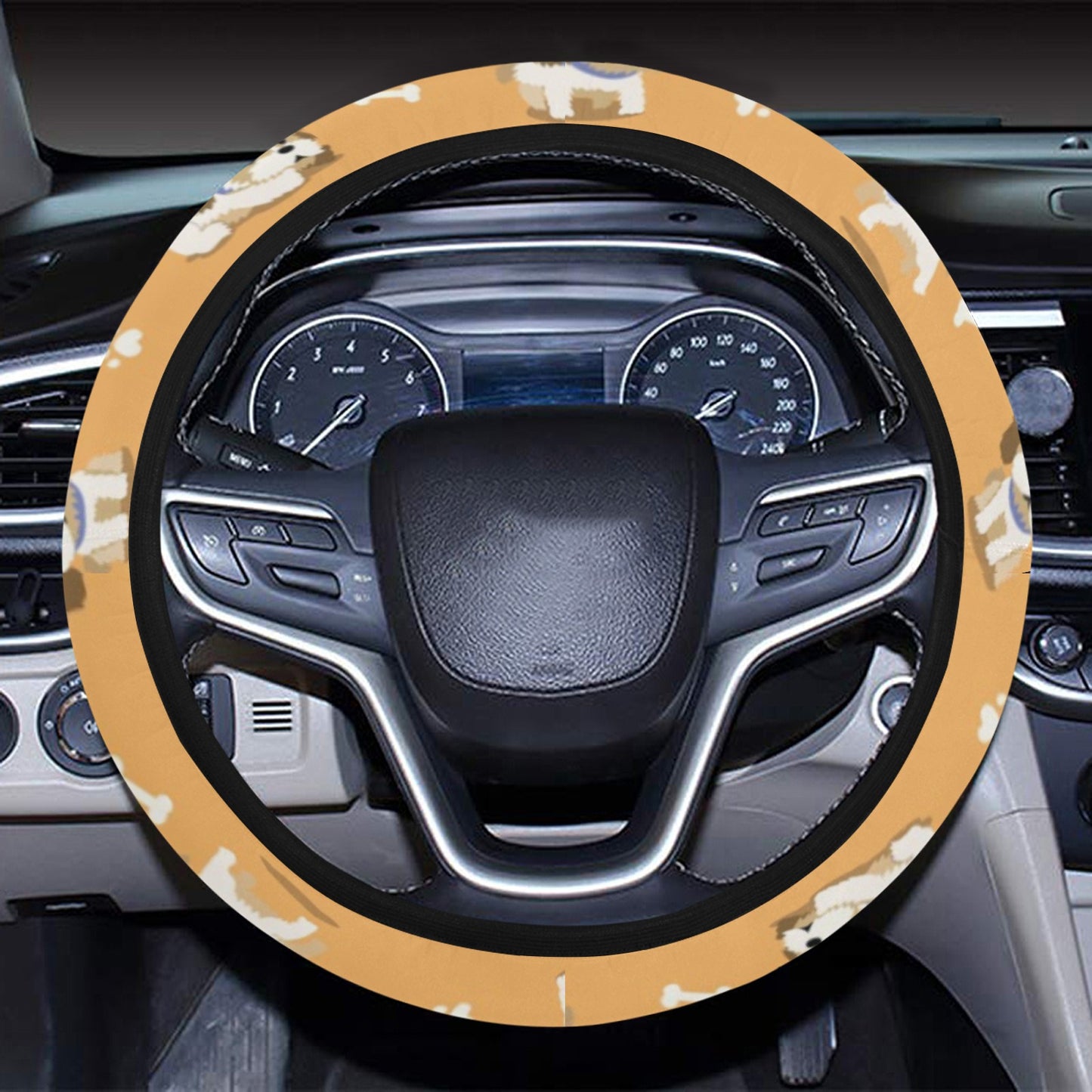 Shih Tzu Print Design LKS304 Steering Wheel Cover with Elastic Edge