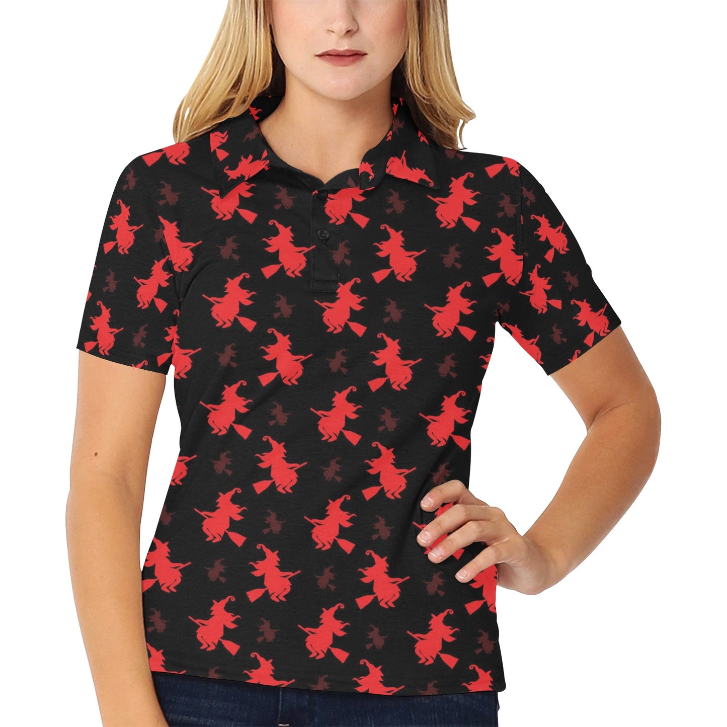 Witch Print Design LKS308 Women's Polo Shirt