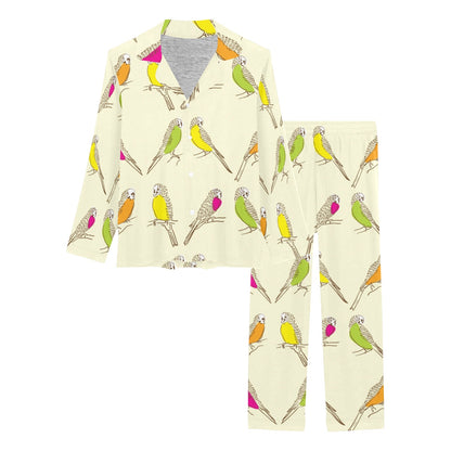 Parakeet Pattern Print Design A01 Women's Long Pajama Set