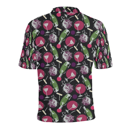 Wine Print Design LKS307 Men Polo Shirt