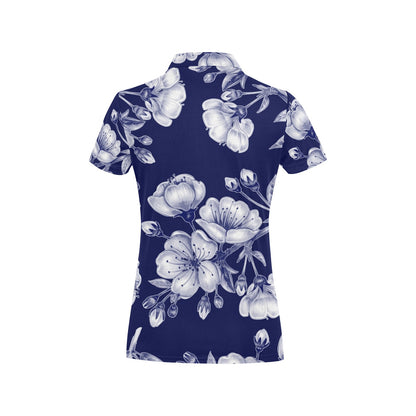 Cherry Blossom Pattern Print Design CB01 Women's Polo Shirt