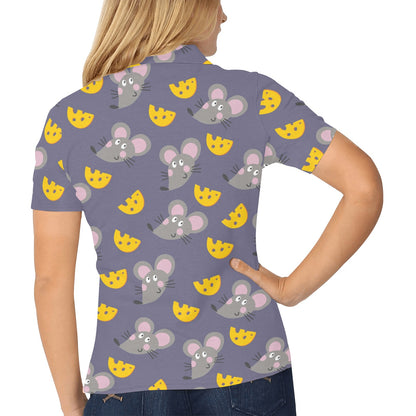 Rat With Cheese Pattern Print Design 01 Women's Polo Shirt