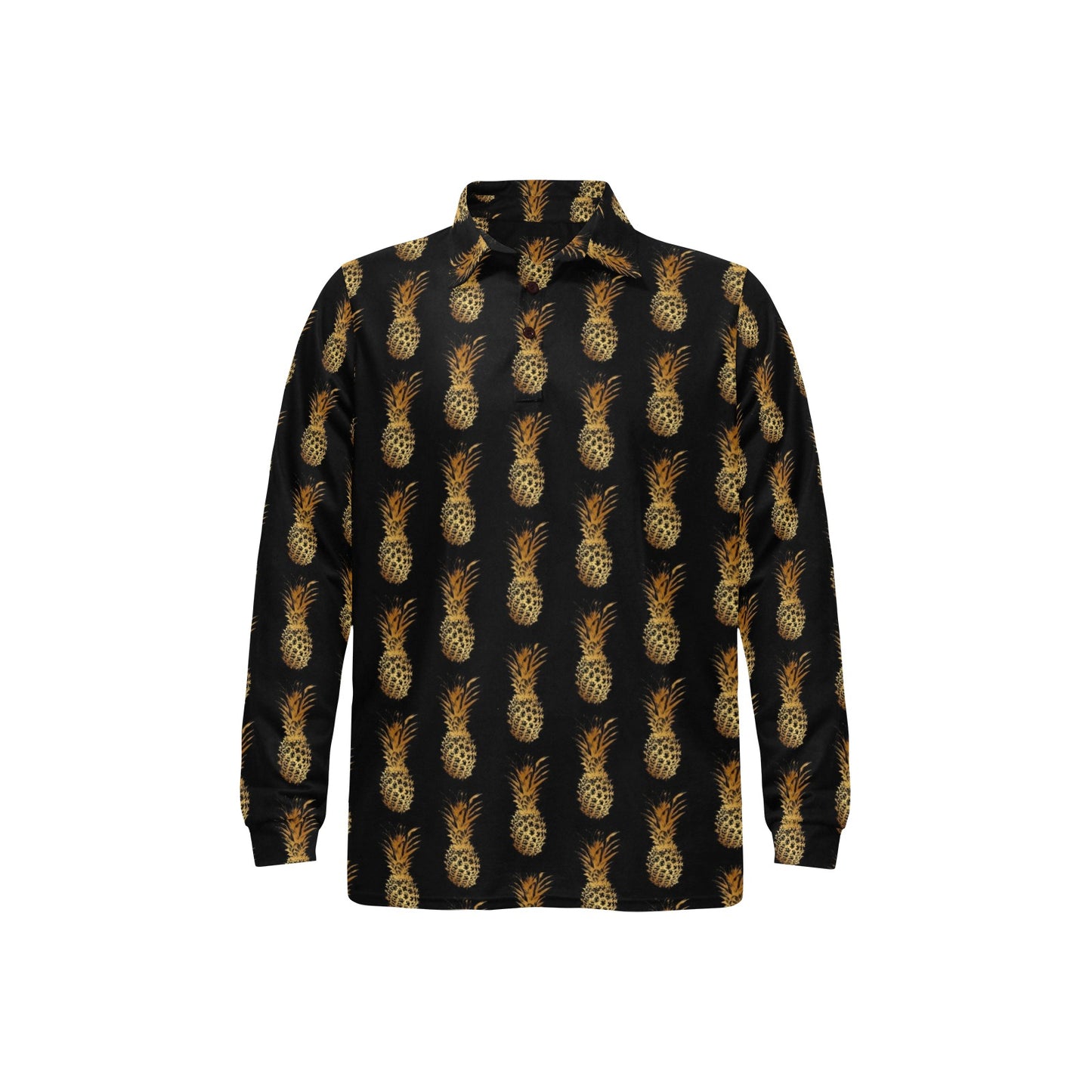Pineapple Pattern Print Design A02 Long Sleeve Polo Shirt For Men's