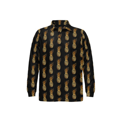 Pineapple Pattern Print Design A02 Long Sleeve Polo Shirt For Men's