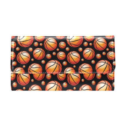 Basketball Black Background Pattern Women's Trifold Wallet