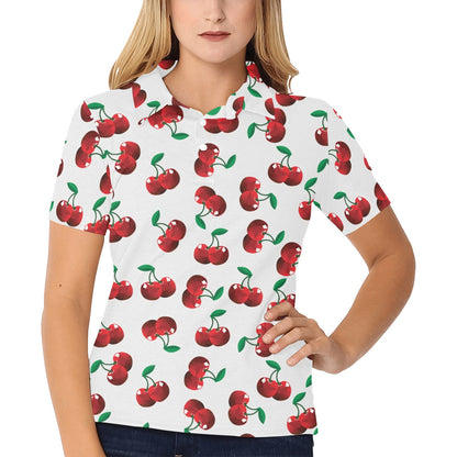 Cherry Pattern Print Design 01 Women's Polo Shirt