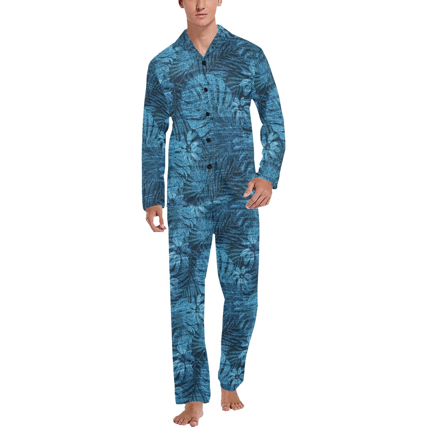 Jean Tropical Pattern Print Design 04 Men's Long Pajama Set
