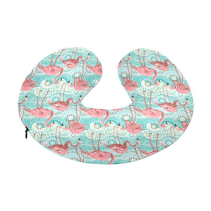 Flamingo Background Themed Print U-Shaped Travel Neck Pillow