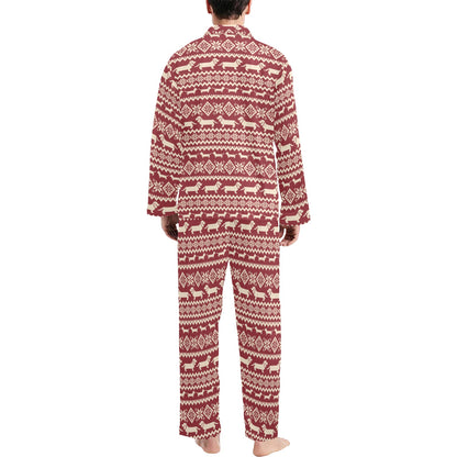 Dachshund Pattern Print Design 09 Men's Long Pajama Set