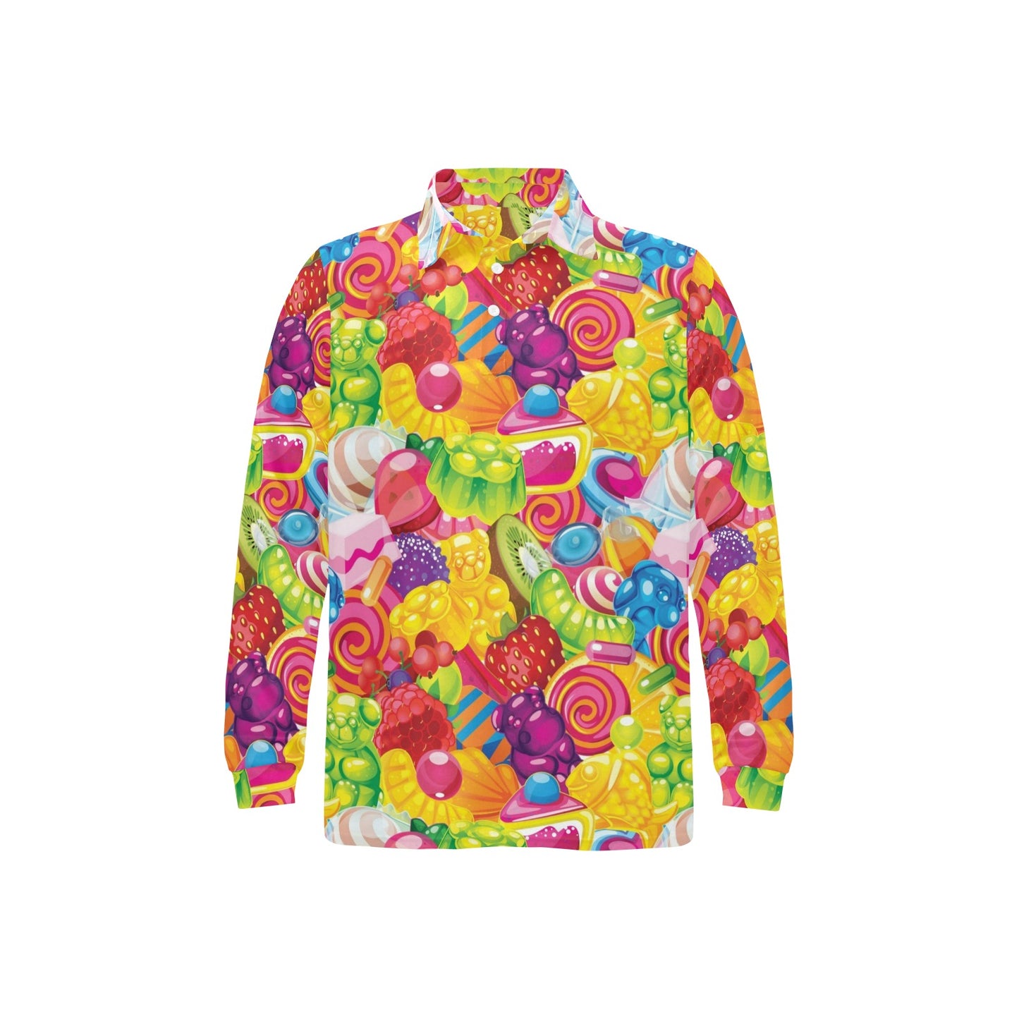 Candy Pattern Print Design CA01 Long Sleeve Polo Shirt For Men's