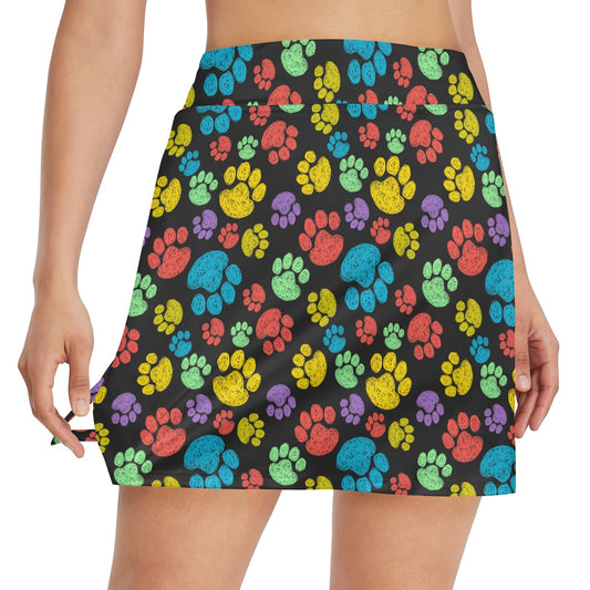 Paw Colorful Print 17" Golf & Pickleball Skort with Pockets
