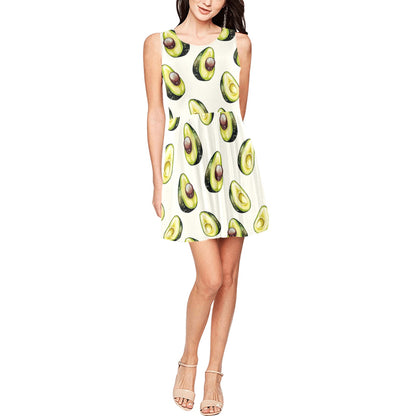 Avocado Pattern Print Design 01 Sleeveless Dress
