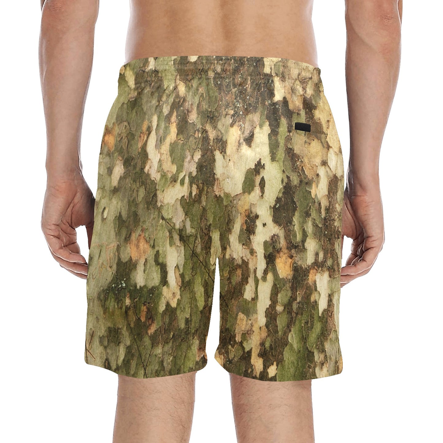 Camo Realistic Tree Texture Print Men's Swim Trunks Beach Shorts
