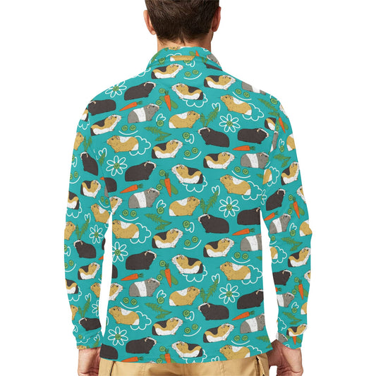 Guinea Pig Print Design LKS402 Long Sleeve Polo Shirt For Men's