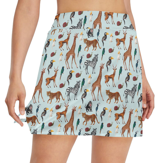 Safari Animal Print Design LKS306 Women's Golf Skirt with Pocket