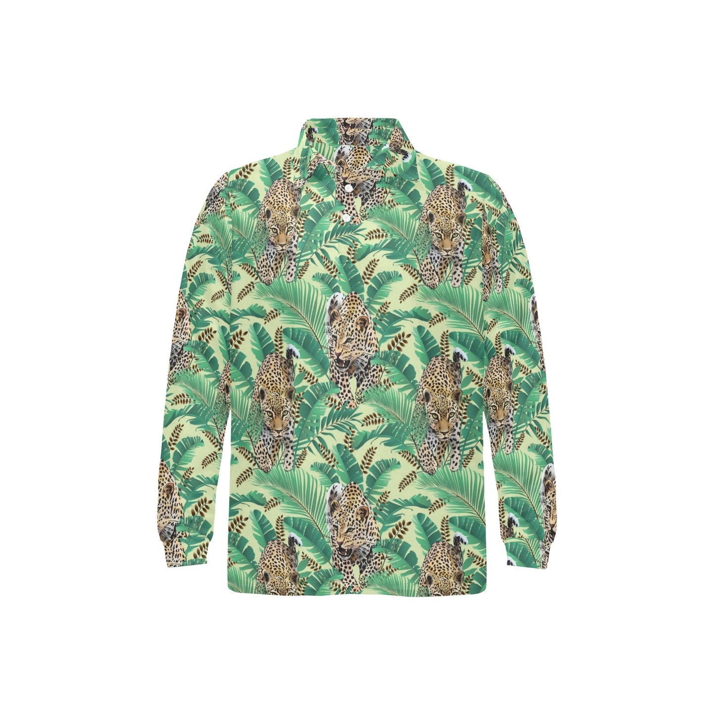 Leopard Pattern Print Design 03 Long Sleeve Polo Shirt For Men's