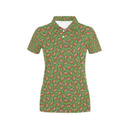 American Football on Green Design Women's Polo Shirt