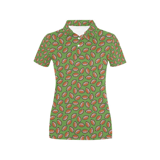 American Football on Green Design Women's Polo Shirt