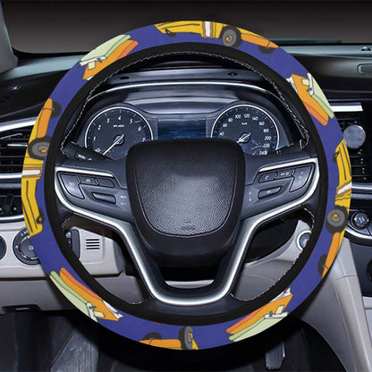 School Bus Print Design LKS307 Steering Wheel Cover with Elastic Edge