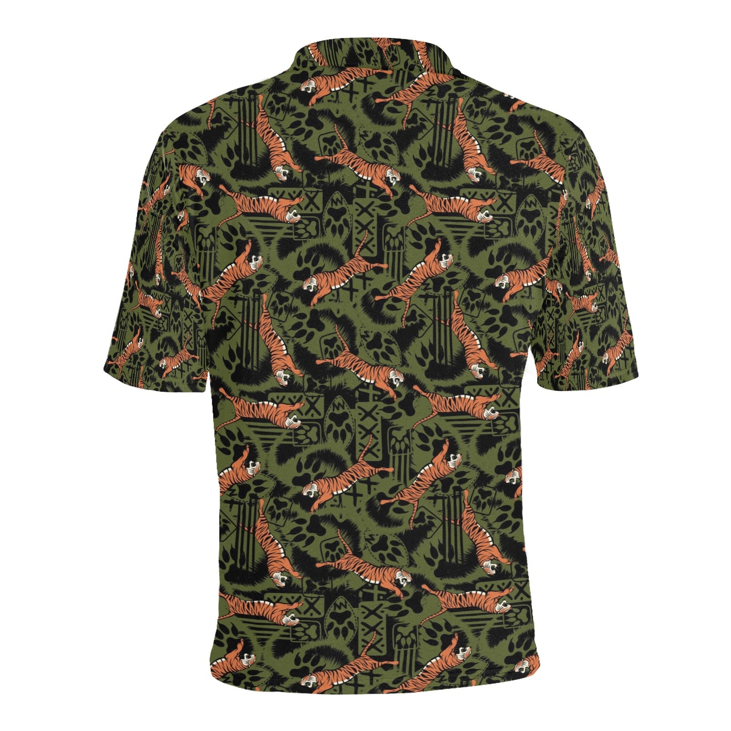 Tiger Pattern Print Design LKS303 Men Polo Shirt