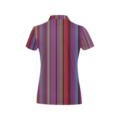 Serape Stripe Print Women's Polo Shirt