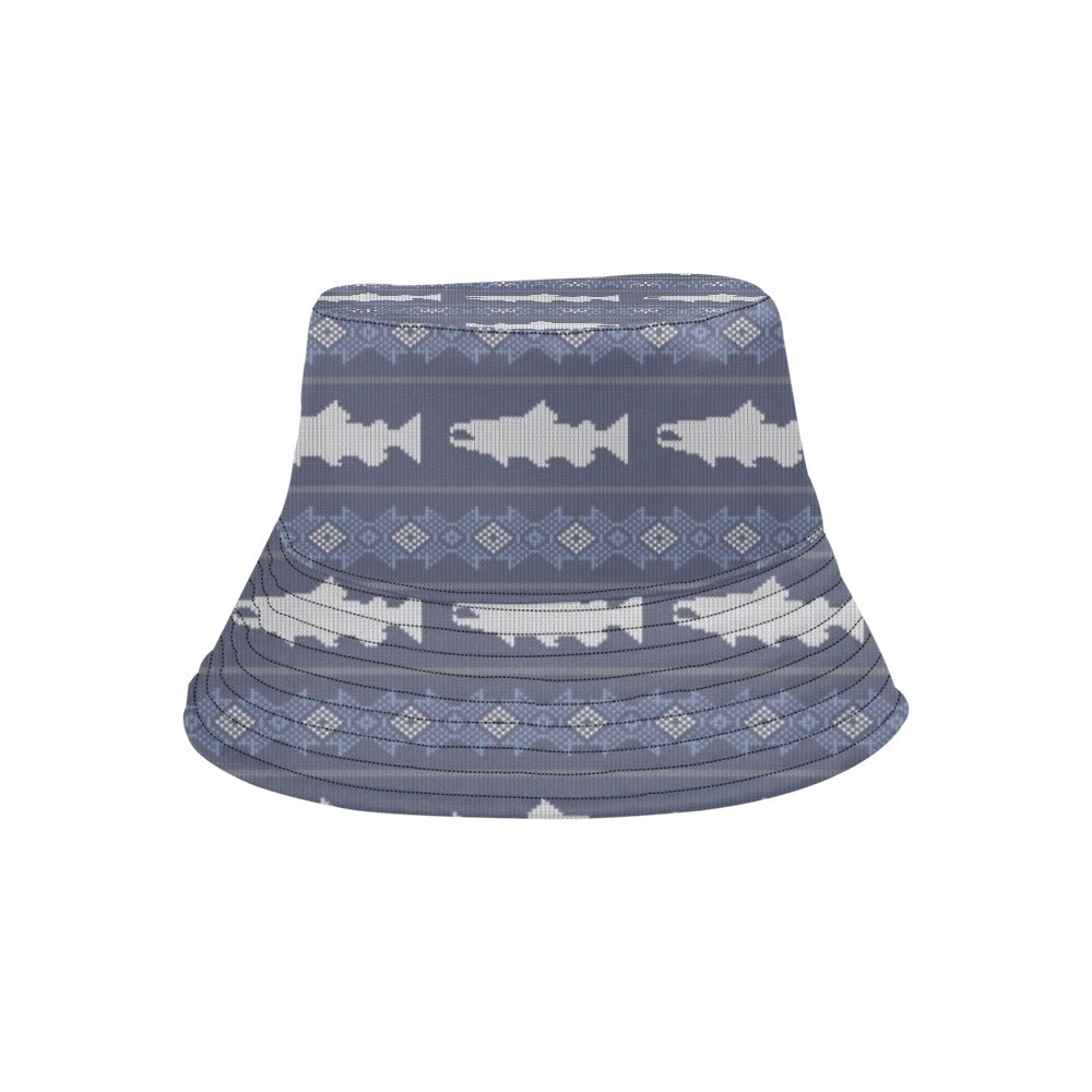 Salmon Fish Knit Style Print Design LKS304 Unisex Bucket Hat