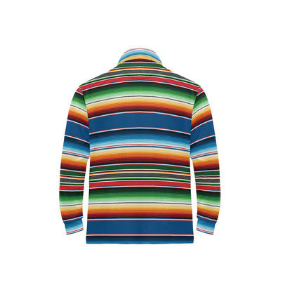 Serape Print Design LKS303 Long Sleeve Polo Shirt For Men's